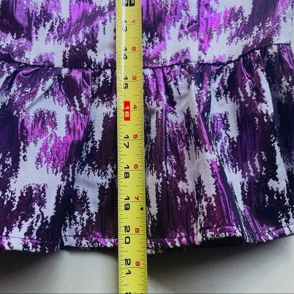 Modbe Peplum Purple Metallic Print Top Sz.… - Picture 8 of 9
